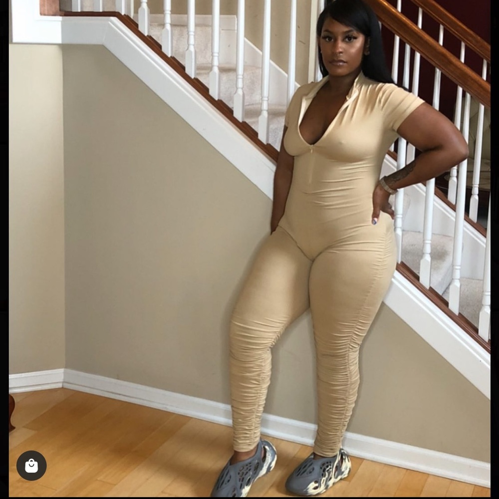 Nude Ruched leg jumpsuit